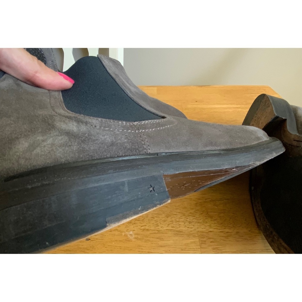 George Brown Bilt Grey Brown Suede Chelsea Boots Mens Size 9M Italy Sample Shoe - Picture 13 of 16